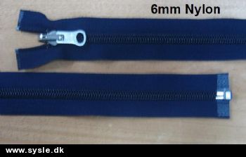Lynlås - 6mm Delbar Nylon - Marine Blå
