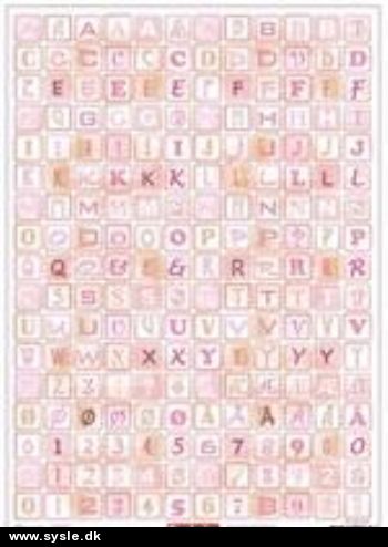 5362 - 3D Ark m. Alfabet+Tal - Rosa 204 tegn *SIDSTE ARK*