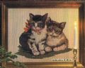 Klik her for at se flere billeder og f� mere information om varen:&nbsp; Fj 12-80-55: Mønster: Broderet Billede - 2 Kattekillinger 47x60cm *org*
