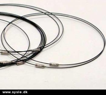 396844 Wire Halskæde m. lås - SORT- 45cm 3stk.