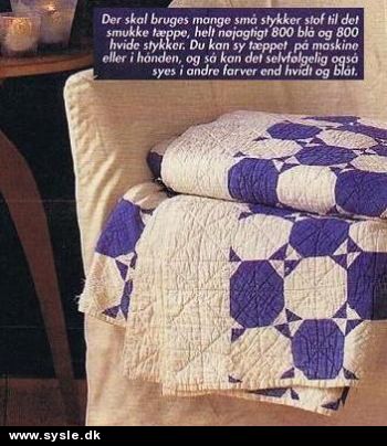 Hv 01-96-49: Mønster: Patchwork tæppe i blåt og hvidt 170x208cm *org*