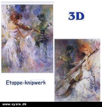 9494 - 3D Ark - Musikalsk pige - 2 kort.