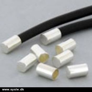 Endedub i Sølvfv. til Læder/gummisnor - fl. str. *se antal*