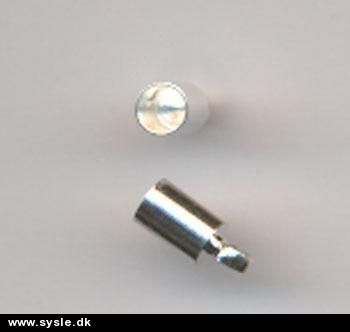 5033 Enderør m. øje til Læder/Gummisnor - 9x4mm ø:3mm SØLV - 6stk i ps.