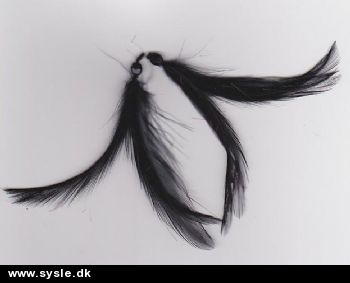 Smykkefjer 9cm m. perle/øje SORT - 2 stk.