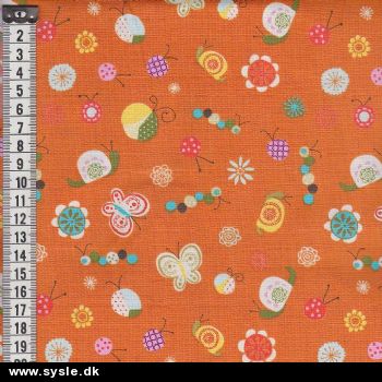 5501 Patch. Dyr/blomst Orange B:112cm - pris pr.½m