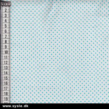 5505 Patch. Hvid/Tyrkis prik B:112cm - pris pr.½m
