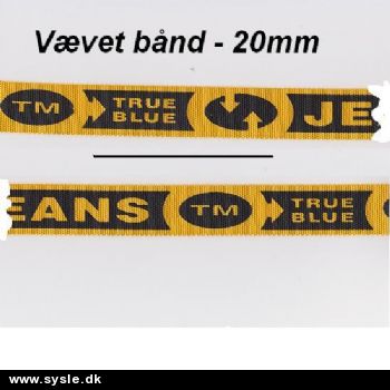 Vævet Jeans bånd - 20mm gul/sort - pr.m. 