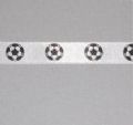 Klik her for at se flere billeder og f� mere information om varen:&nbsp; Silkebånd - Hvid m.Fodbold - 15mm - pr.m.