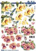 Klik her for at se flere billeder og f� mere information om varen:&nbsp; 5536 - 3D Hibiscus/kolibri - 2 på ark.