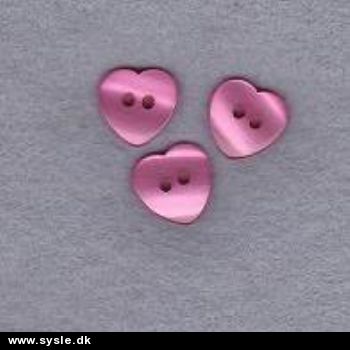 0340 Hjerteknapper 13mm - Pink *REST 4stk.*