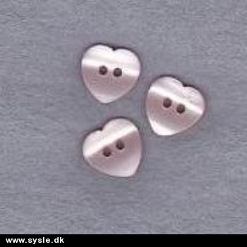 2043 Hjerteknapper 13mm - Rosa - 3stk.