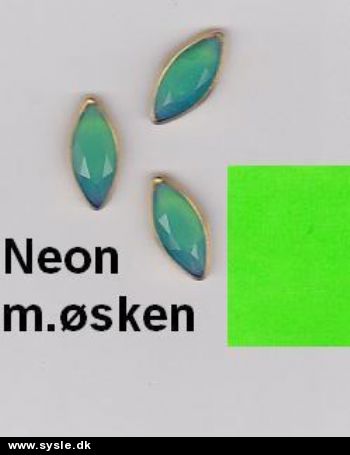 6403 Lang Knap m.øsken: 16mm Neon grøn - 3stk