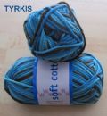 Klik her for at se flere billeder og f� mere information om varen:&nbsp; 8880 Soft Cotton - Tyrkis/Blå/Brun Meleret - 1ng