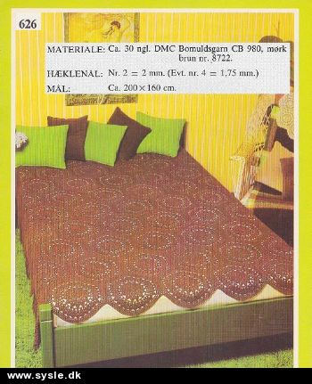 Dm 0626 Mønster: Hæklet sengetræppe ca. 160x200cm *org*