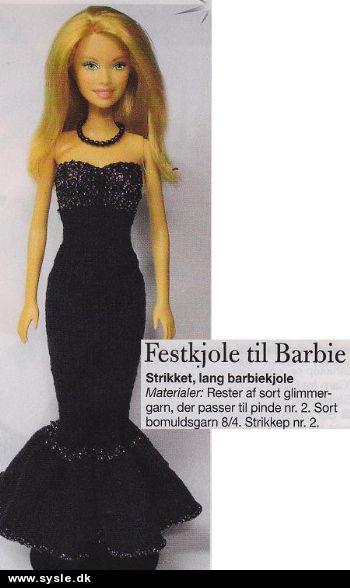 Sysle.dk - Håndarbejdsbutik: Fj 01-13-33 Mønster: kjole Barbie *org* - MØNSTER: Blandet, Dukketøj - Barbie og Ken mm.