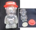 Klik her for at se flere billeder og f� mere information om varen:&nbsp; Genbrug: Bamse i glas m. skruelåg og hat. - str. 14x7,5cm