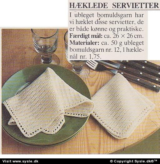 - Håndarbejdsbutik: 09-82-36 Mønster: Hæklet Servietter *org* MØNSTER: Køkken/Bad*, Håndklæder/Vask.