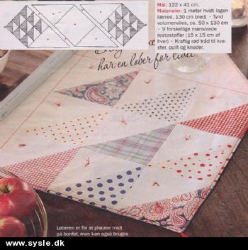 Hv 46-09-57: Mønster: Patchwork løber 41x122cm *org*