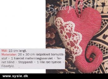 Hv 46-09-60: Mønster: Sy et kringlet hjerte 15cm *org*