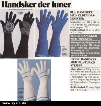 Sysle.dk - Håndarbejdsbutik: Ao 10-81-03 Mønster: strik Lange fingerhandsker *fil* - MØNSTER: *Huer, Handsker mm.*, Fingerhandsker