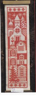 Klik her for at se flere billeder og f mere information om varen:  Fe 41-xx-70: Mønster: Brodere ministreng m. kirke - 10x37cm *org*