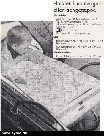 Sa 1865/ Mønster: Hækl BabyTæppe af 4k ca. 45x55cm *org*
