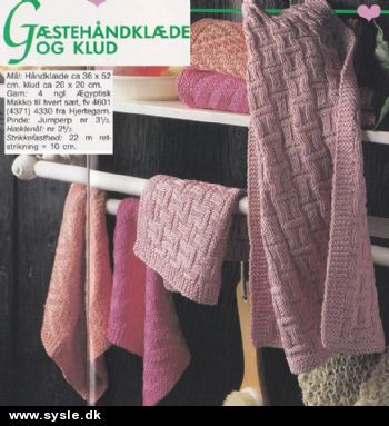 Fj 43-95-15 Mønster: Strikket Håndklæder, klud mm. *org*