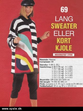 In 03-92-25 Mønster: Lang sweater eller kort kjole S-XL*org*