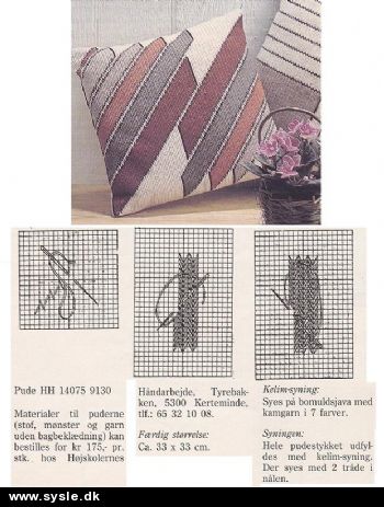 Fj 05-94-06: Mønster: Broderet pude med abstrakt 33x33cm *org*
