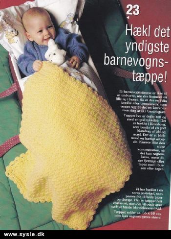 In 02-96-31 Mønster: Hæklet babytæppe i dob. garn 55x60cm *org*