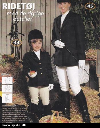 In 05-00-46: Mønster: Sy ridetøj 6-12år + XS-XXL *org*