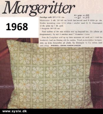 Hv 16-68-51: Mønster: Pude med Margeritter 26x31cm *org*