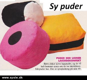 Ao 01-86-47: Mønster: Sy 3 puder som lakridskonfekt *org*