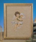 Klik her for at se flere billeder og f mere information om varen:  Hv 43-07-68: Mønster: Juleophæng Engel med krans 19x25cm *org*