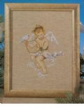 Klik her for at se flere billeder og f mere information om varen:  Hv 43-07-69: Mønster: Juleophæng Engel med harpe 19x25cm *org*