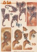 Klik her for at se flere billeder og f� mere information om varen:&nbsp; 9756 - 3D Elefant og Løve - 2 kort